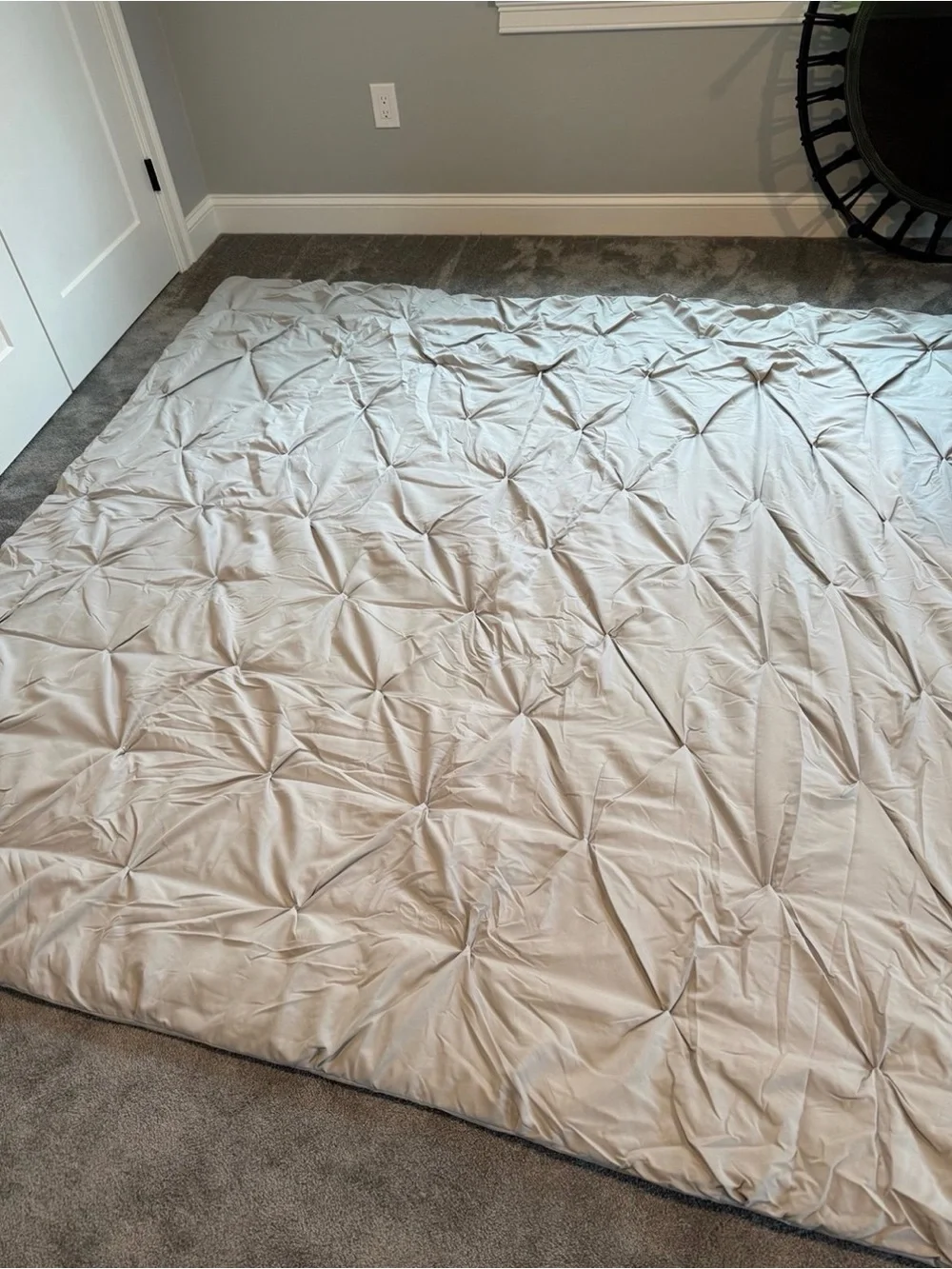 PB Teen - Neutral Pintuck Comforter - Soft Grey Bedding